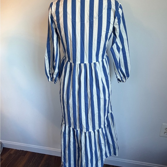 Tahari Blue and White Striped Button-Front Maxi Dress XS - Picture 6 of 16